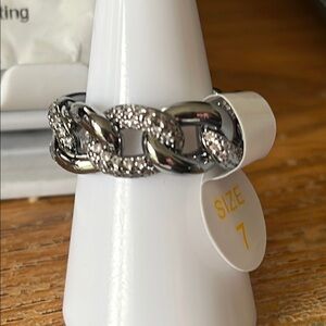 Bomb Party April Absolutely Yours Hematite Chain Ring Size 7